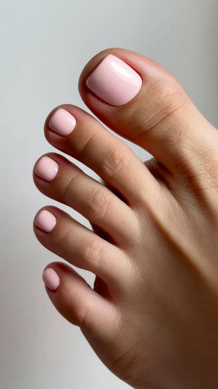 spring toe nail color Soft Blush Pink Pedicure For Effortless Spring Elegance