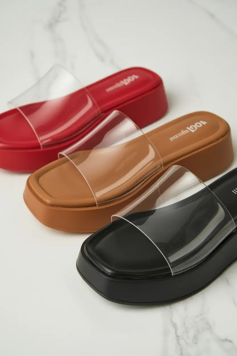 summer flip flops for women 2026 Transparent Strap Slides That Feel Clean And Modern