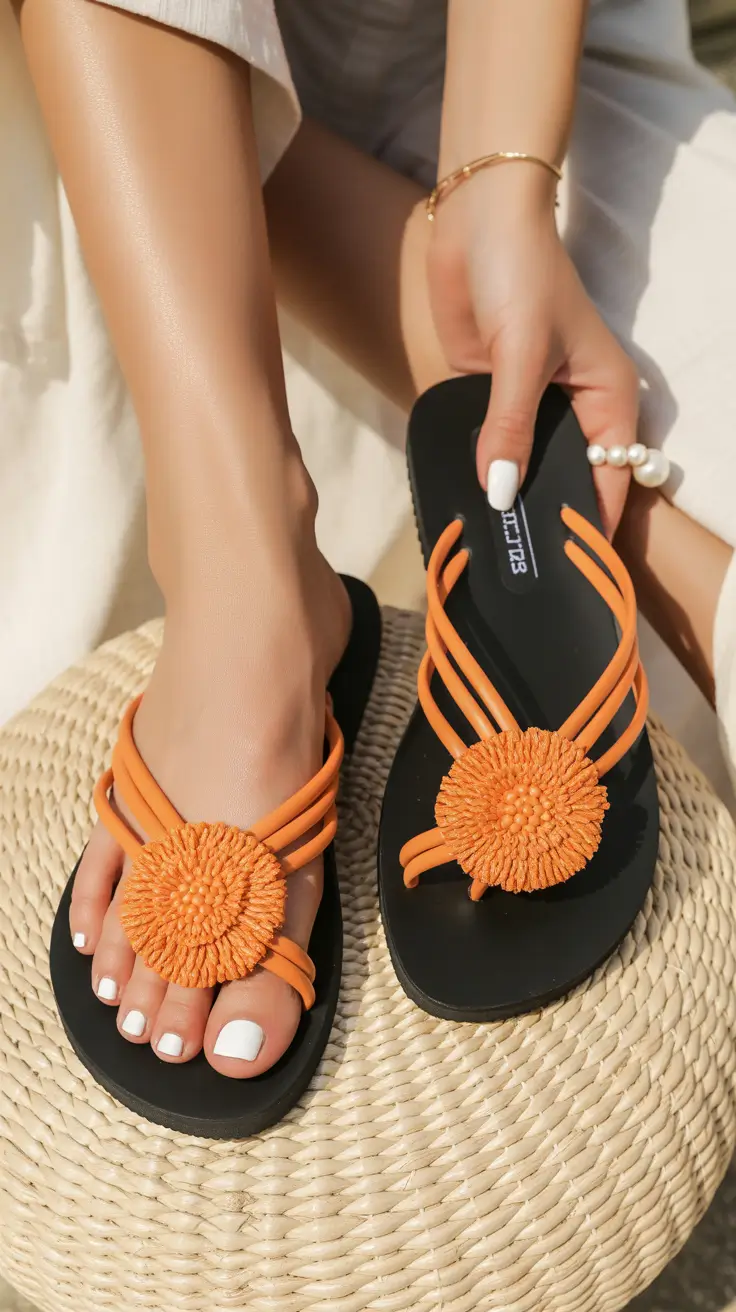 summer flip flops for women 2026 Playful Orange Accents That Feel Like Summer Itself