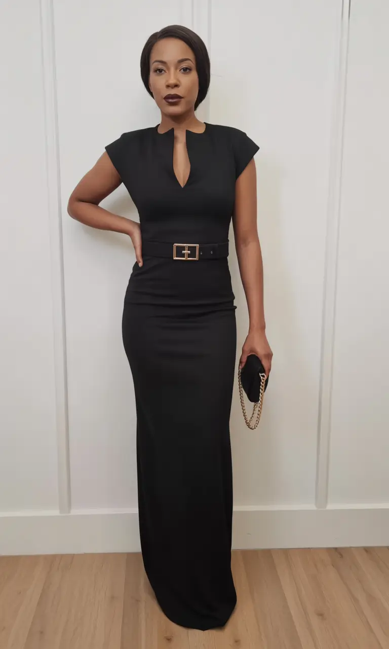 23 summer outfit for women over 40 2026 Black Column Dress - Timeless Confidence in Motion