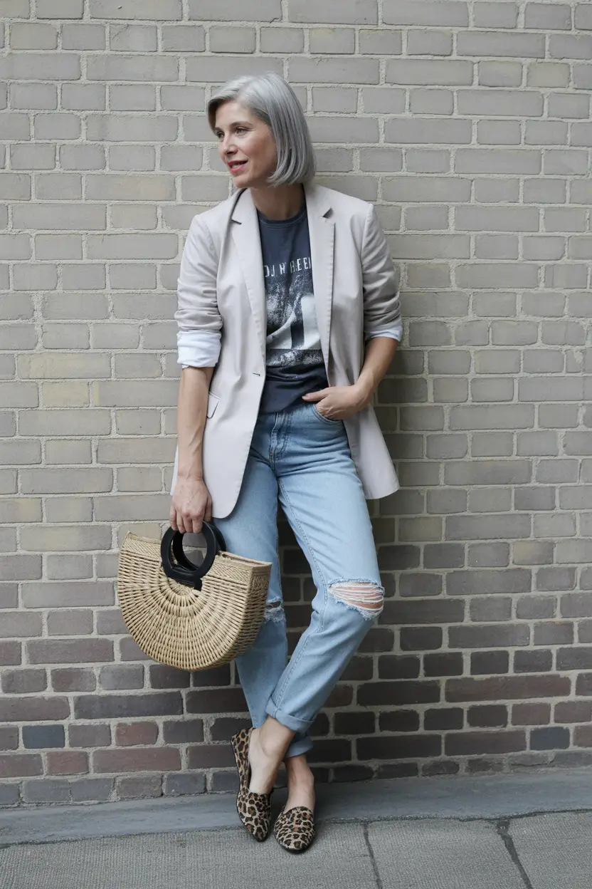 23 summer outfit for women over 40 2026 Blazer and Denim - The Effortless Classic Combo