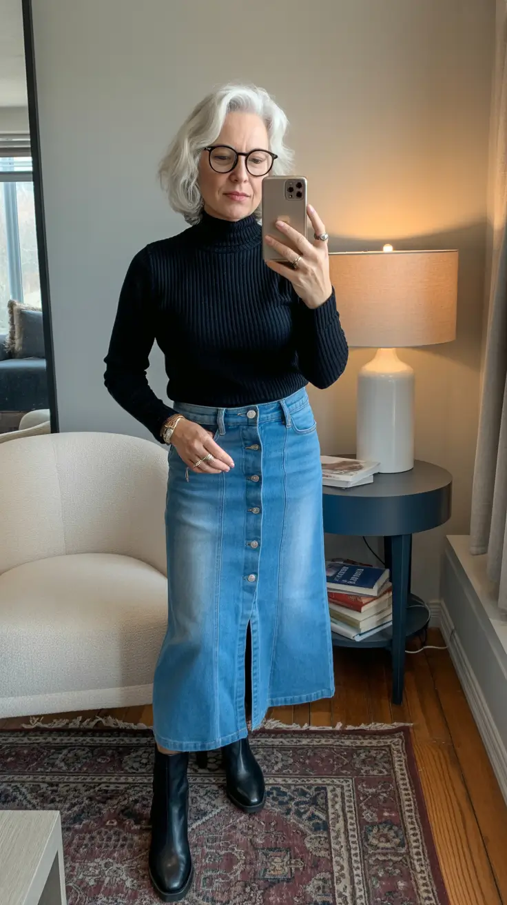 summer outfit for women over 60 2026 Fitted Knits and Denim Skirts That Feel Timeless Yet Current