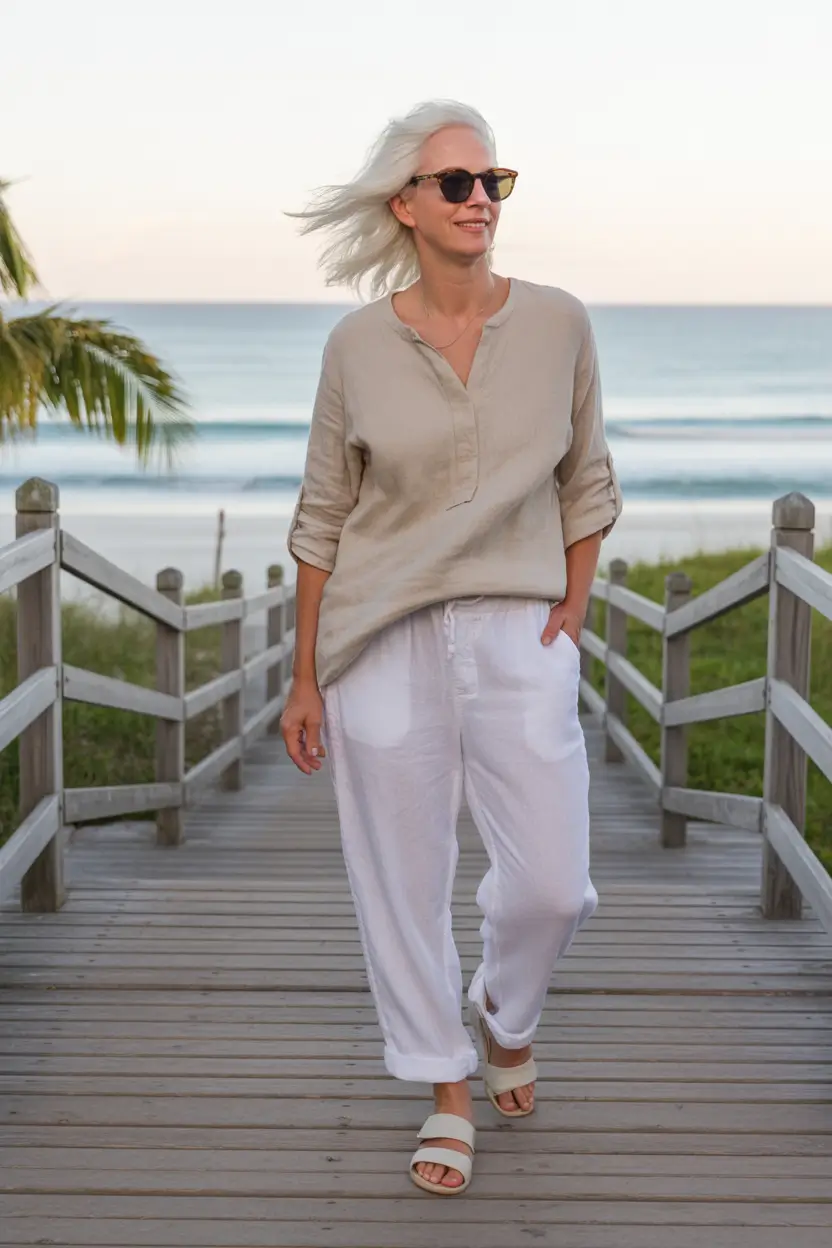 summer outfit for women over 60 2026 Soft Linen Layers That Feel Like a Breath of Fresh Air