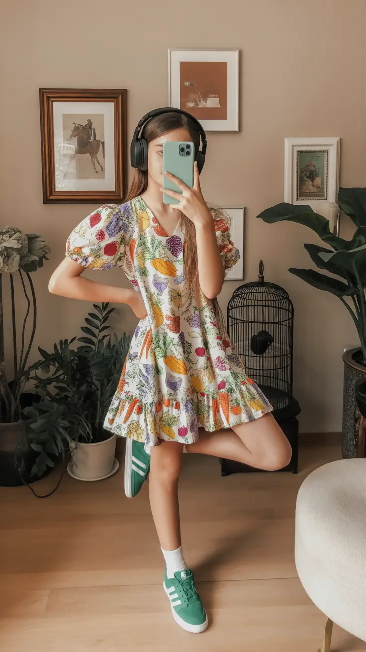 21 summer outfits for teens 2026 Playful Printed Dress with a Fresh Aesthetic Energy