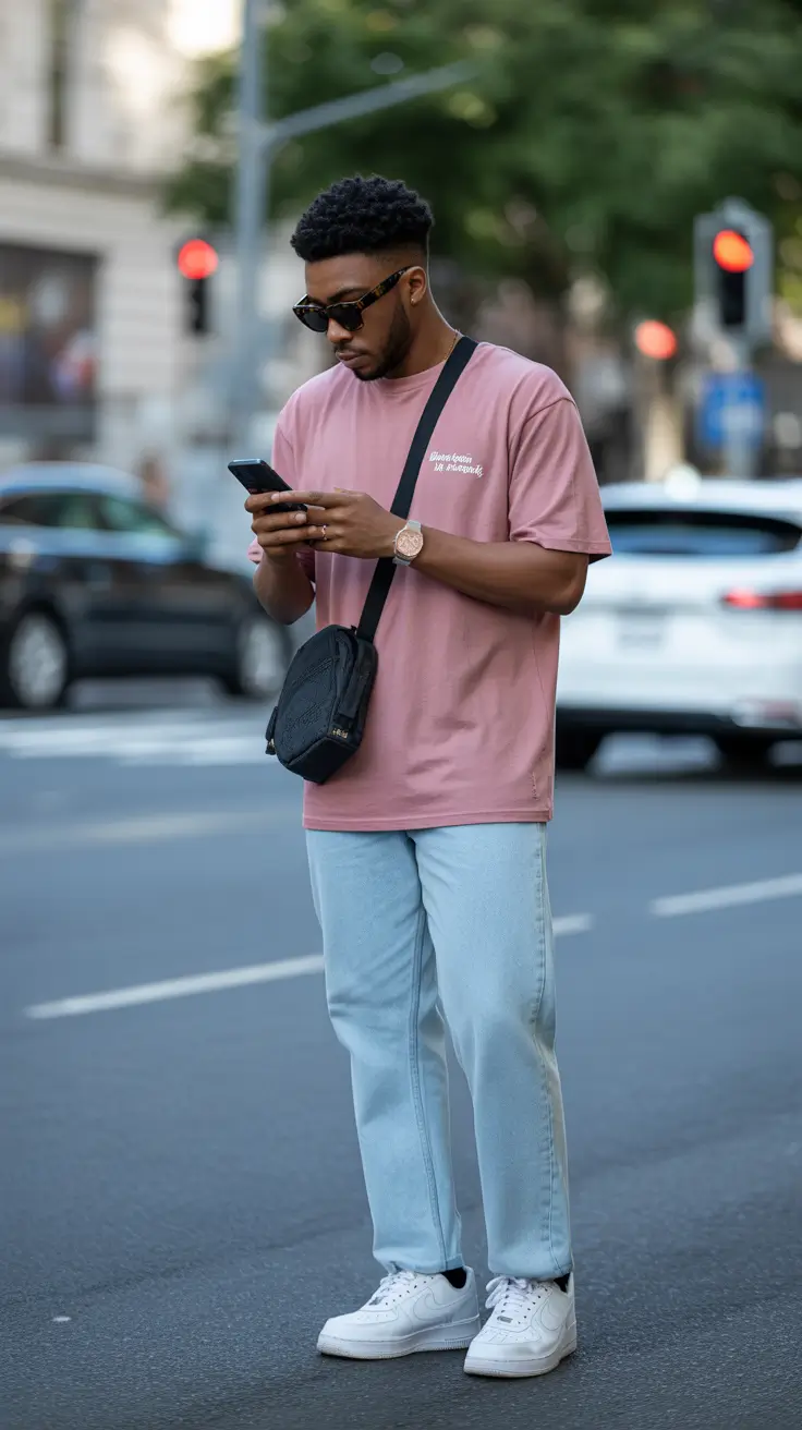 summer outfits fort men 2026 Minimal Street Style With a Soft Color Twist