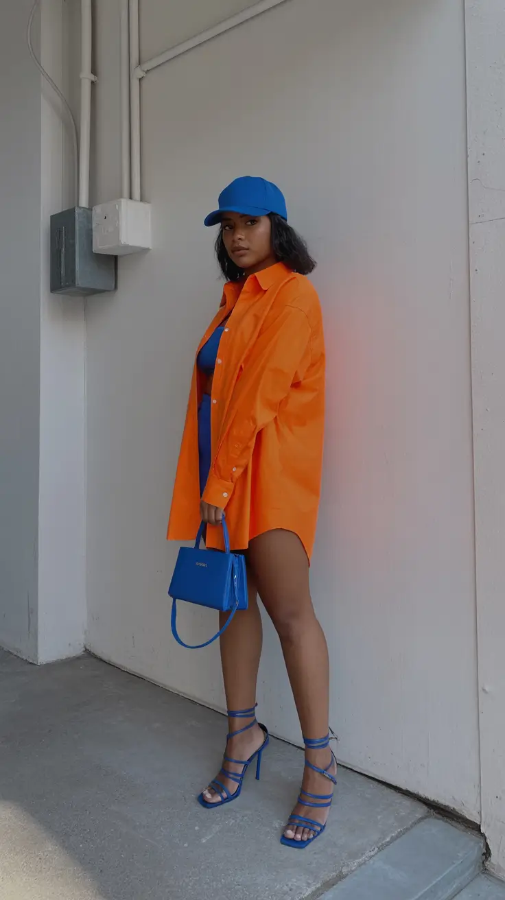 summer outfits with sandals for women 2026 Color blocking confidence with vibrant layers and statement sandals