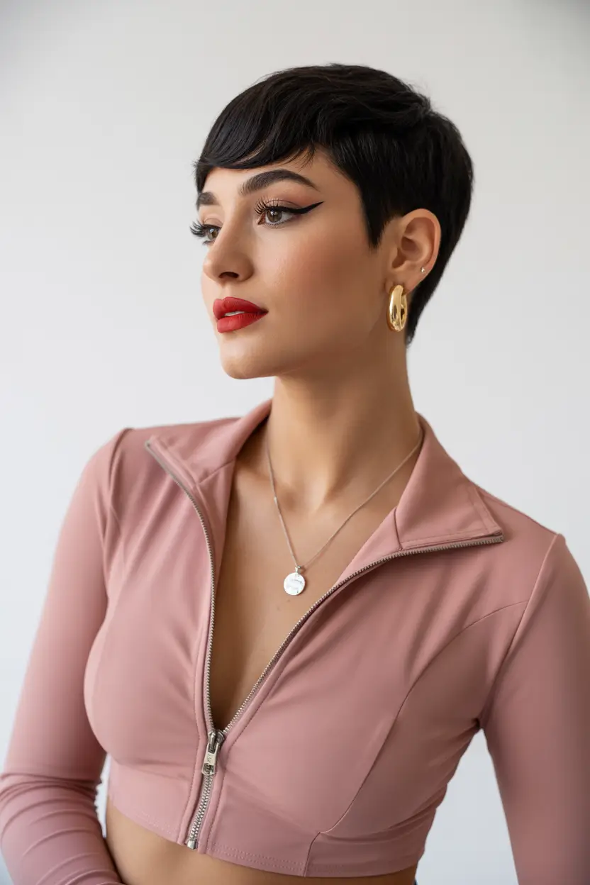 summer short haircut ideas 2026 Minimalist Sleek Pixie with Side-Swept Elegance