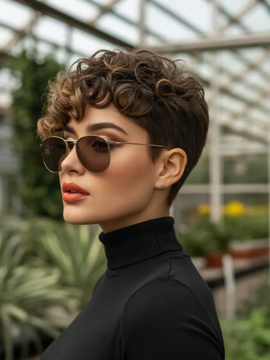 summer short haircut ideas 2026 Curly Crop with Natural Bounce and Light Fringe