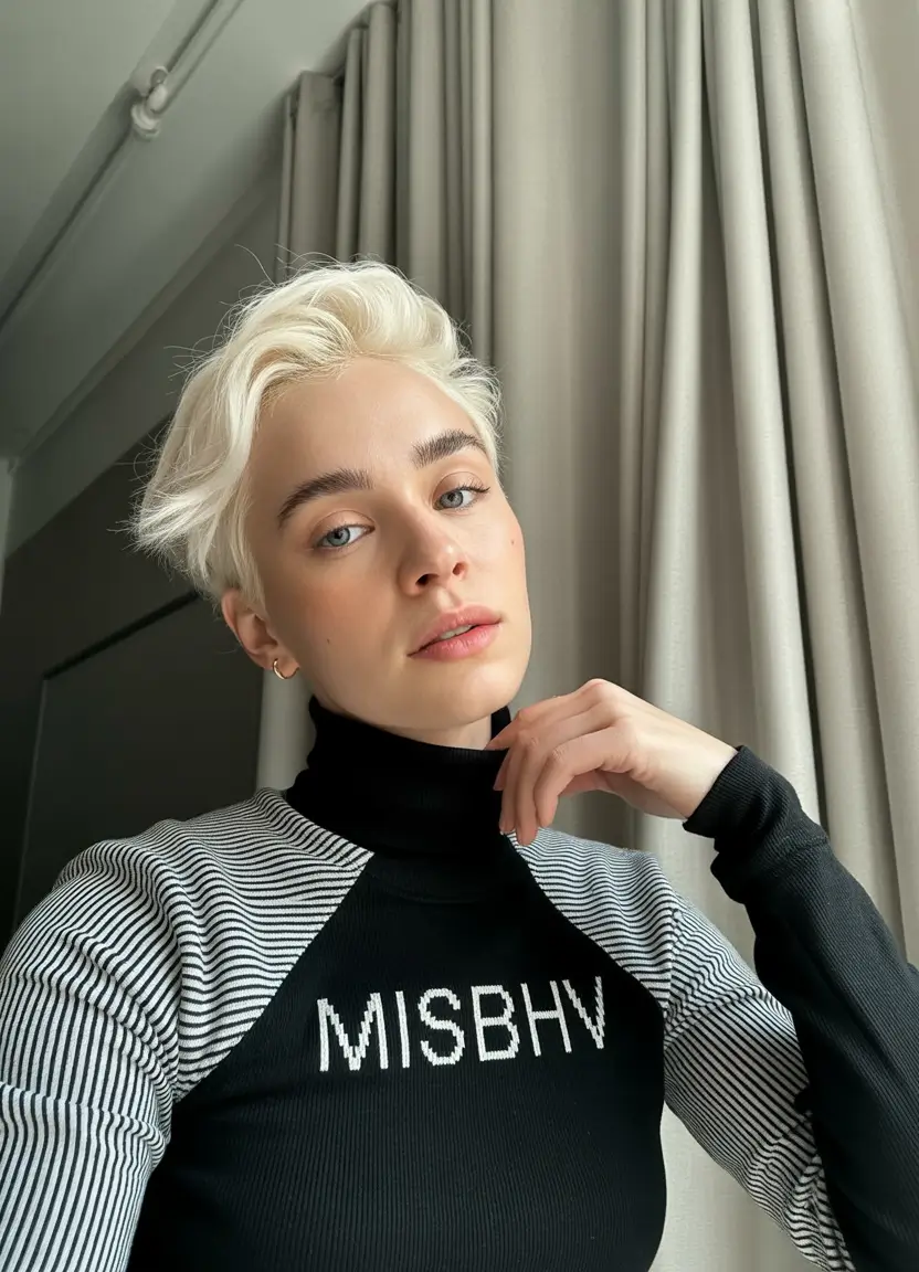 summer short haircut ideas 2026 Platinum Sleek Pixie with Clean Minimal Lines