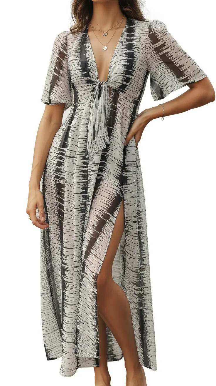 23 swimsuit coverups outfit 2026 Abstract Print Long Coverup With Effortless Movement
