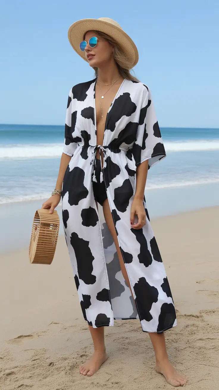 23 swimsuit coverups outfit 2026 Graphic Black And White Print With Modern Playfulness