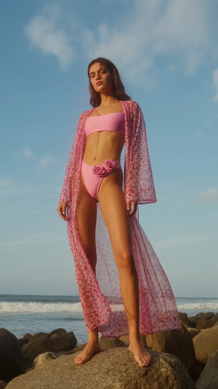 23 swimsuit coverups outfit 2026 Soft Pink Sheer Layers With Feminine Details