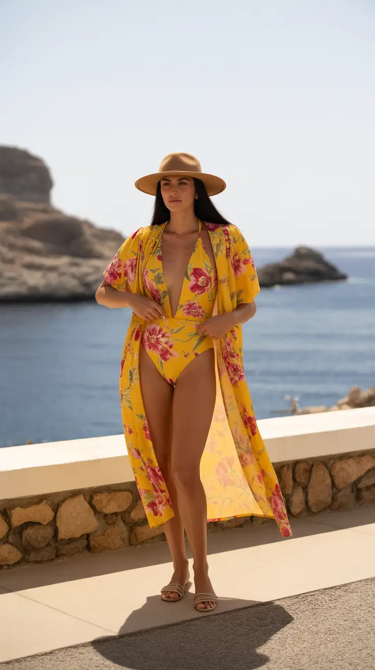 23 swimsuit coverups outfit 2026 Yellow Floral Ease With Vacation Energy