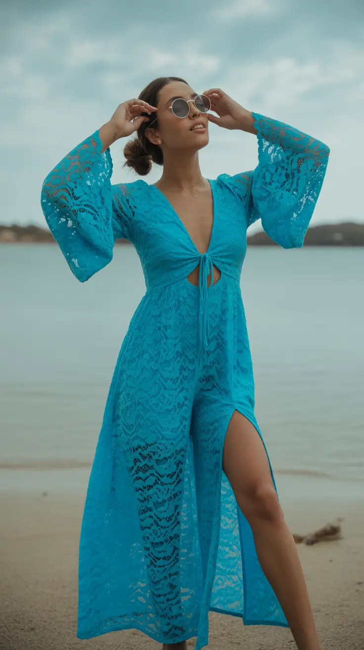 23 swimsuit coverups outfit 2026 Turquoise Lace Movement With Effortless Drama