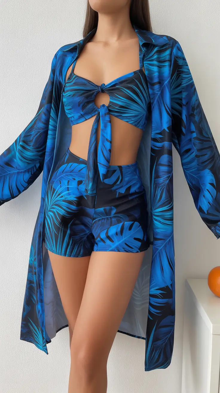 22 swimsuit with shorts 2026 Deep Blue Layers That Feel Like Evening by the Water