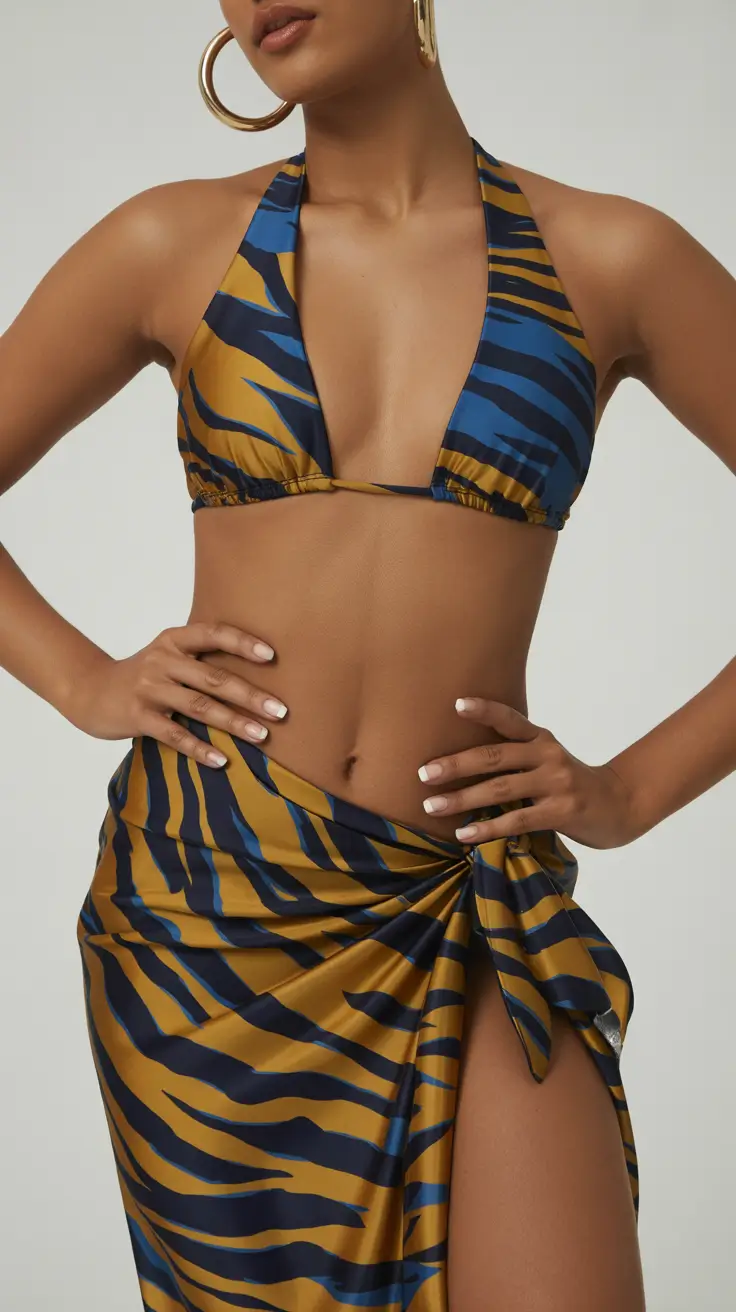 21 swimsuit with skirt 2026 Animal Print Wrap That Moves With You
