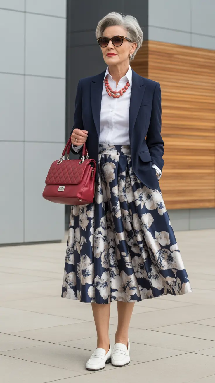 timeless summer outfit for women over 50 2026 Classic Tailoring Meets Feminine Volume