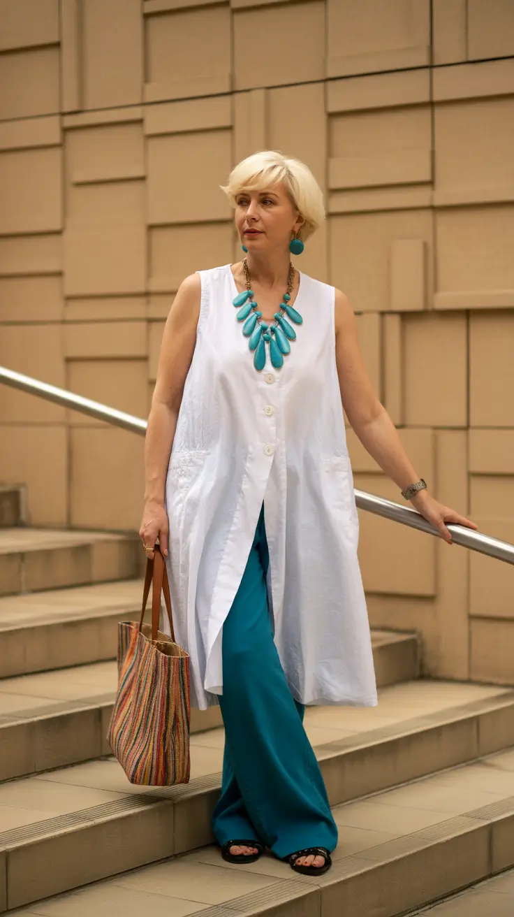 timeless summer outfit for women over 50 2026 Layered Lightness with a Contemporary Edge