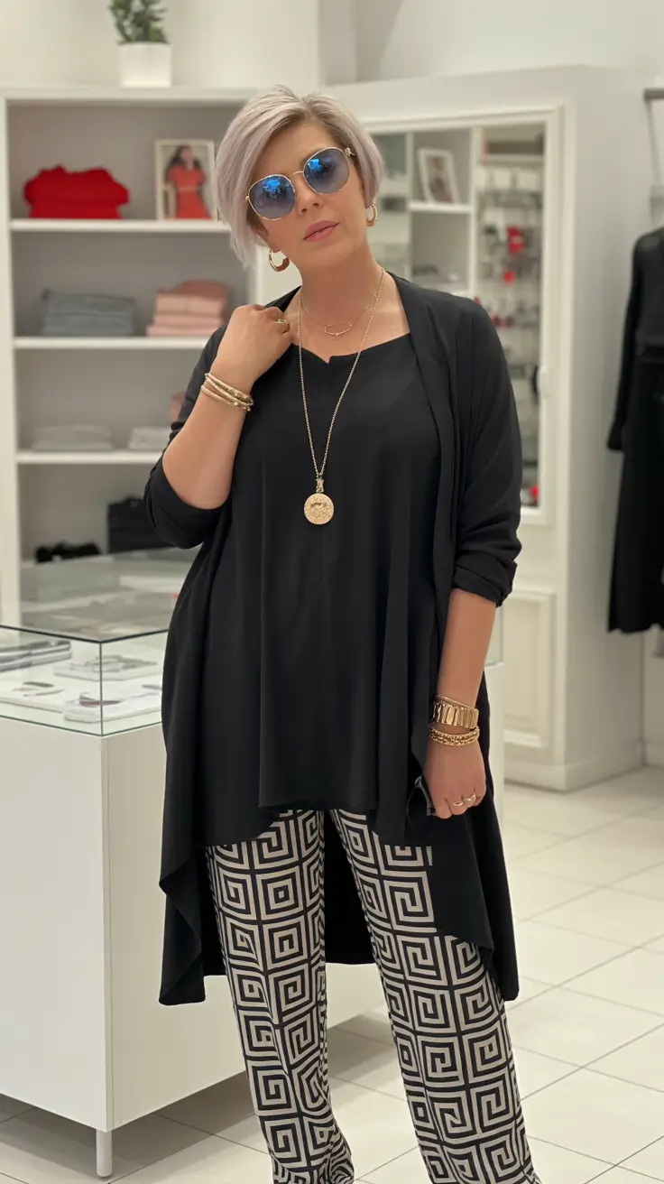 timeless summer outfit for women over 50 2026 Graphic Contrast That Elevates Everyday Black