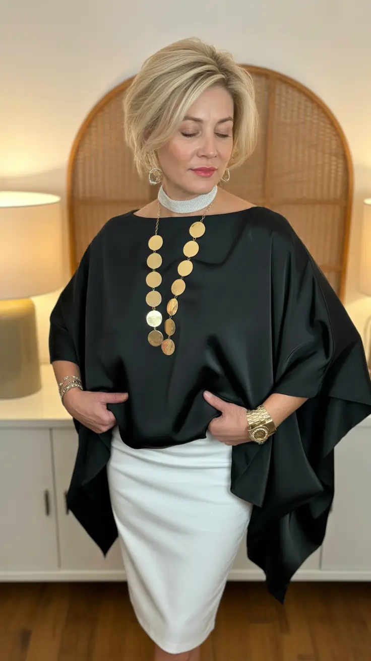 timeless summer outfit for women over 50 2026 Elegant Monochrome with a Soft Sculptural Twist