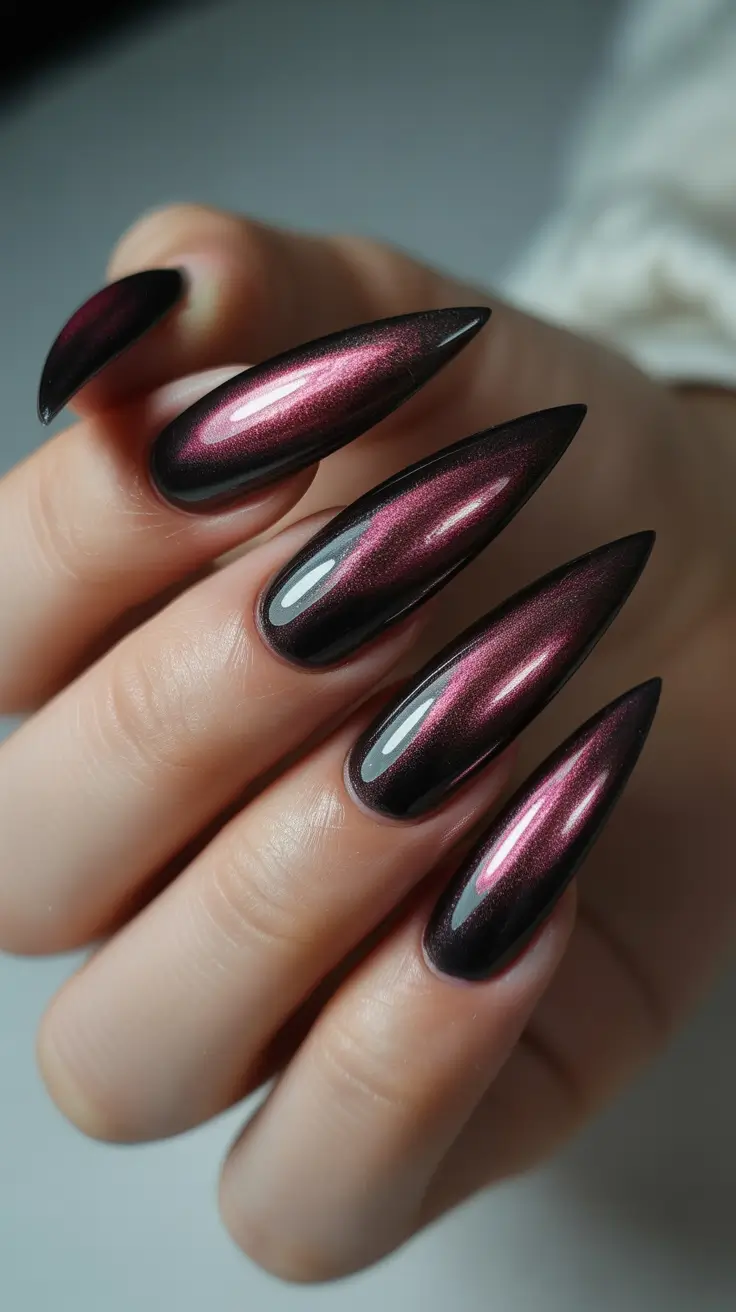 spring aura nails Deep Burgundy Aura Glow for Dramatic Spring Evenings