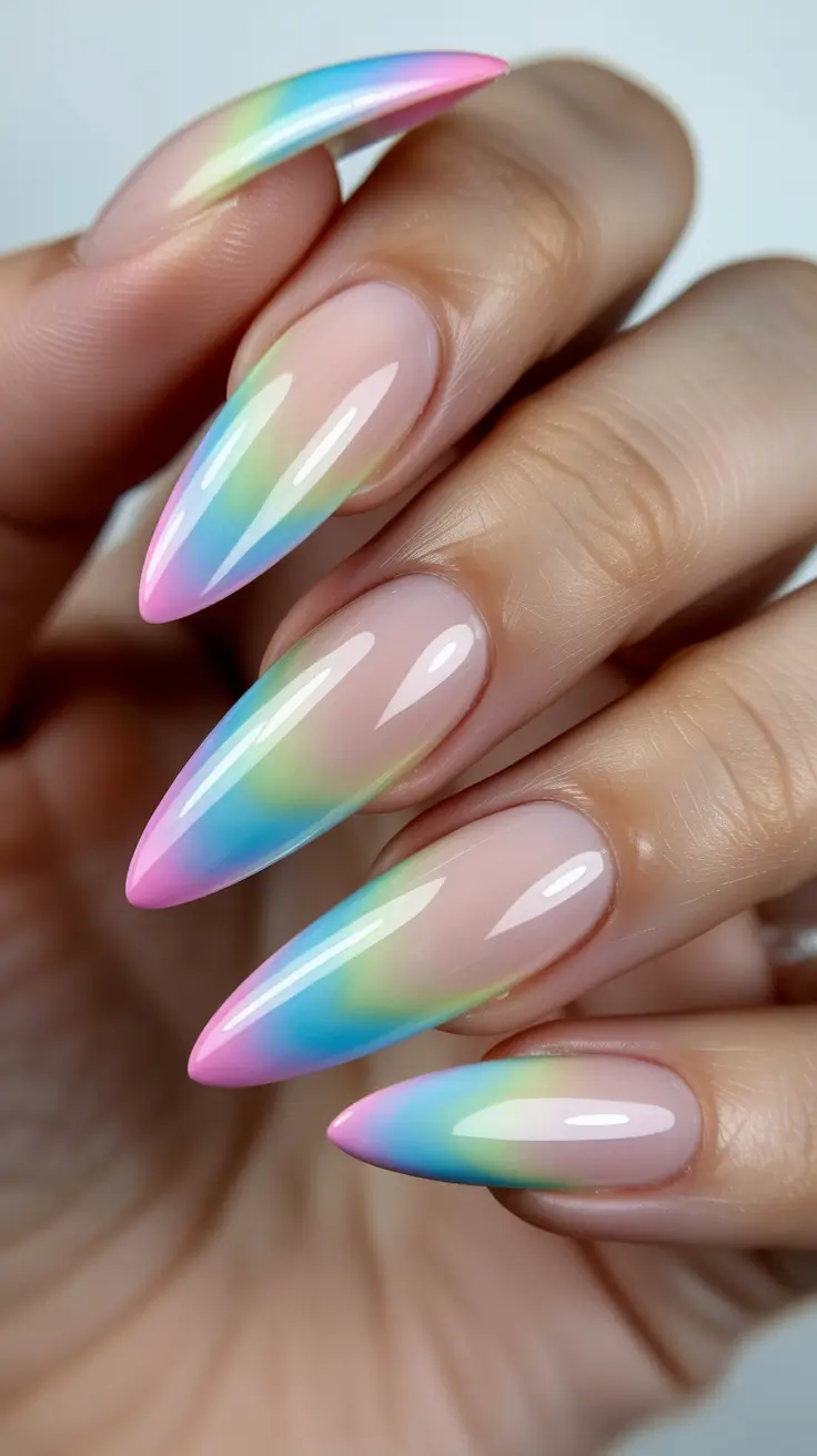 spring aura nails Soft Pastel Aura French With Dreamy Spring Colors