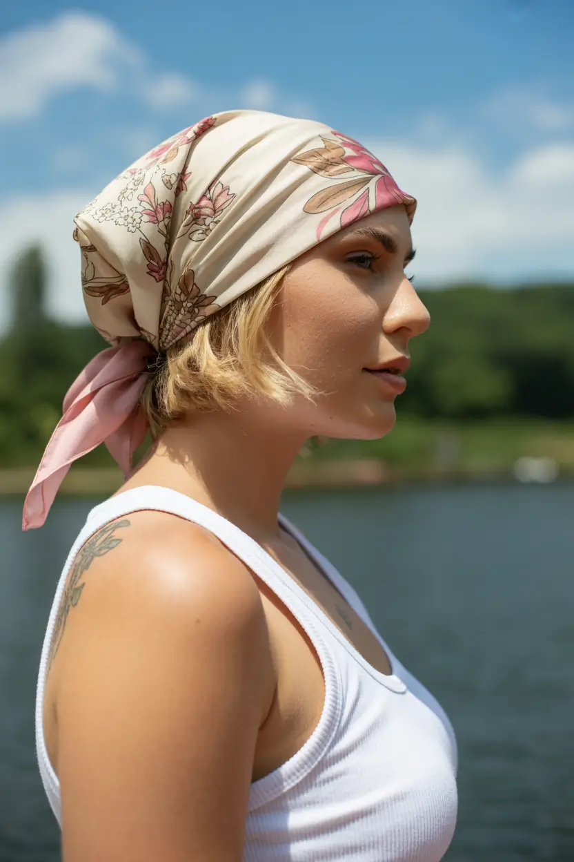 23 A head bandana a summer accessory 2026 Soft Floral Wrap - Lightness by the Water