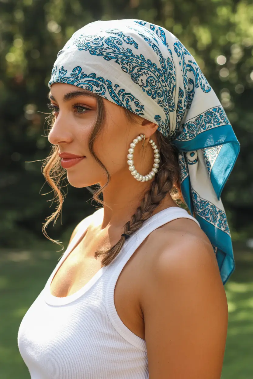 23 A head bandana a summer accessory 2026 Fresh Blue Bandana - Clean Lines and Natural Glow