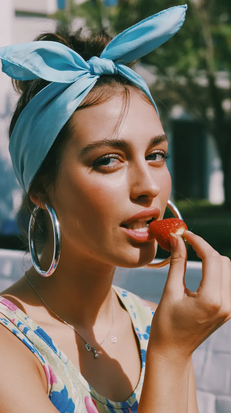 23 A head bandana a summer accessory 2026 Playful Blue Bow - Sweet Summer Nostalgia