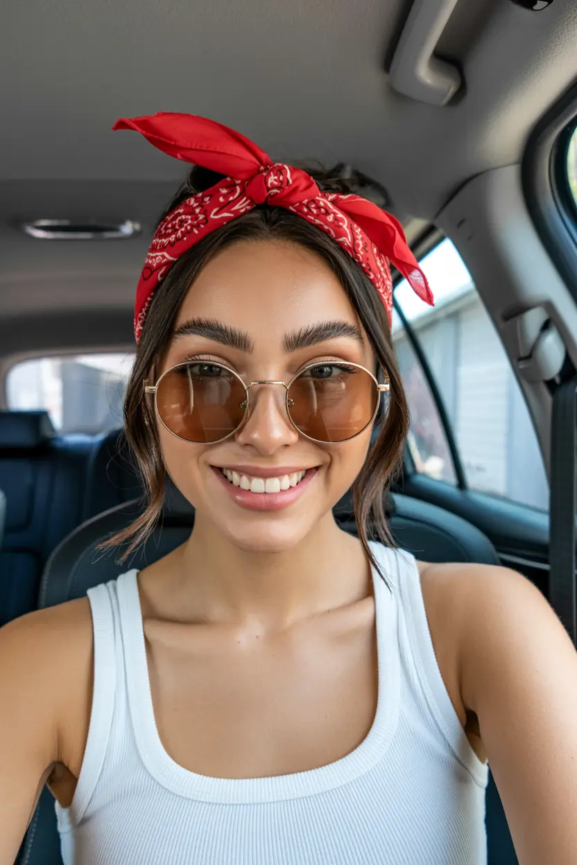 23 A head bandana a summer accessory 2026 Playful Road Trip Energy - The Classic Red Comeback