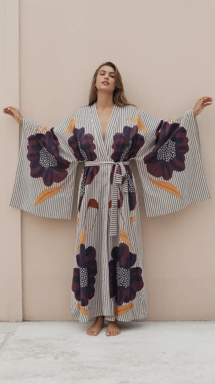 23 beach tunic cover up 2026 Striped And Floral Kaftan With Artistic Expression