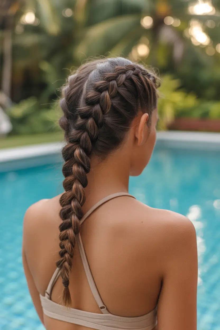 summer hairstyles for swimming 2026 Classic Single Dutch Braid For Everyday Swim
