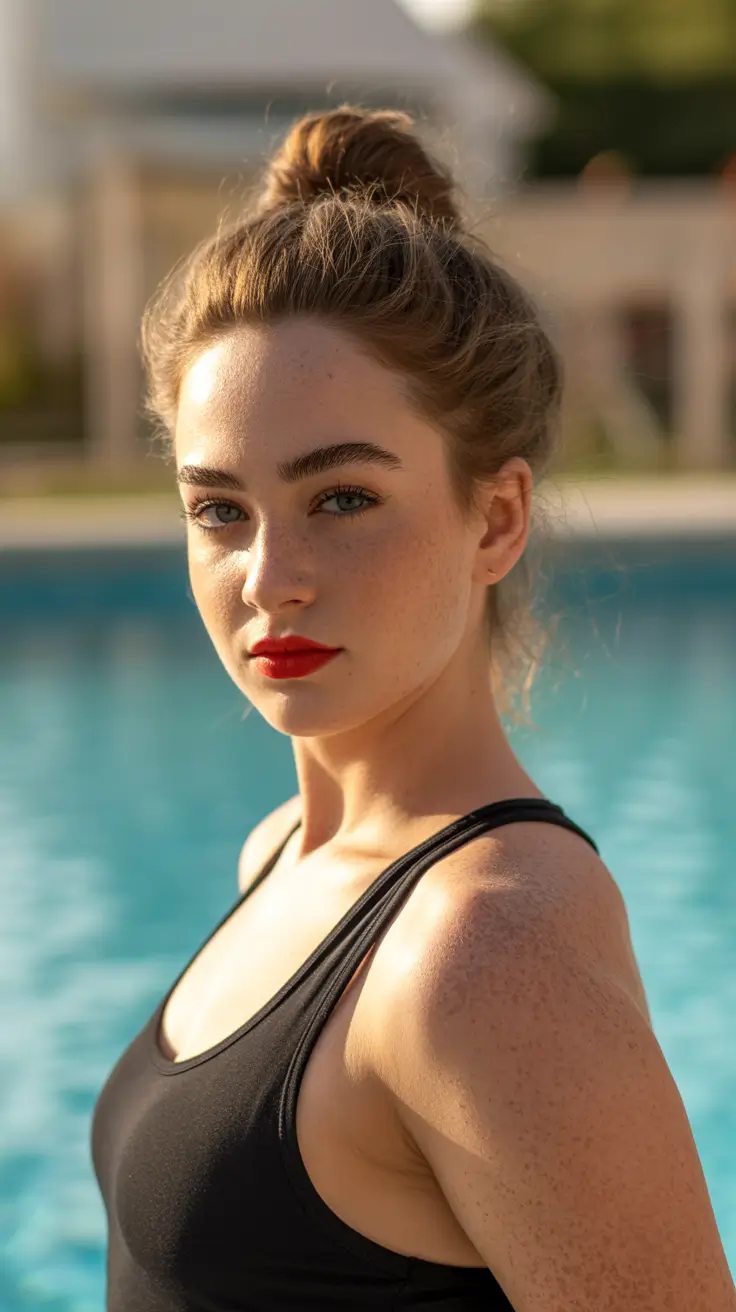 summer hairstyles for swimming 2026 Effortless High Bun With Natural Texture