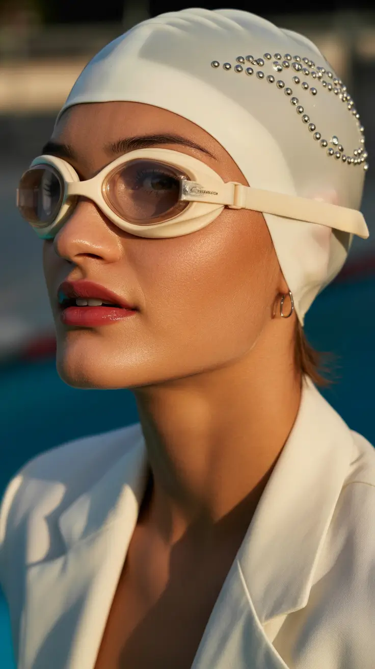 summer hairstyles for swimming 2026 Chic Swim Cap With Short Hair Energy