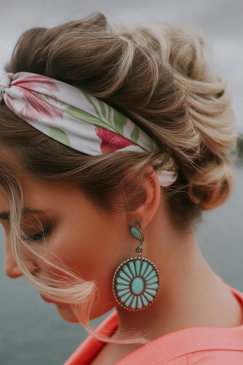 24 summer heads 2026 soft-twisted-updo-with-floral-scarf-detail