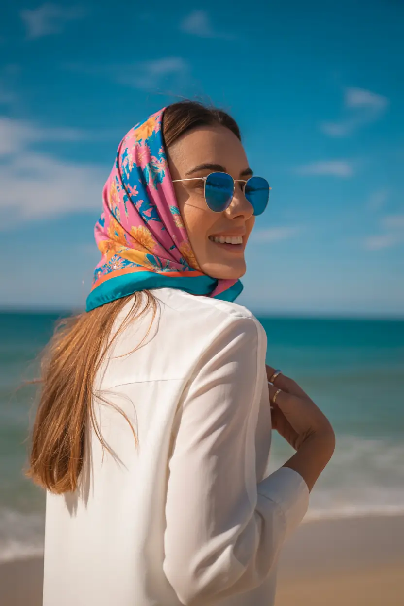 24 summer heads 2026 colorful-silk-wrap-with-beachside-ease