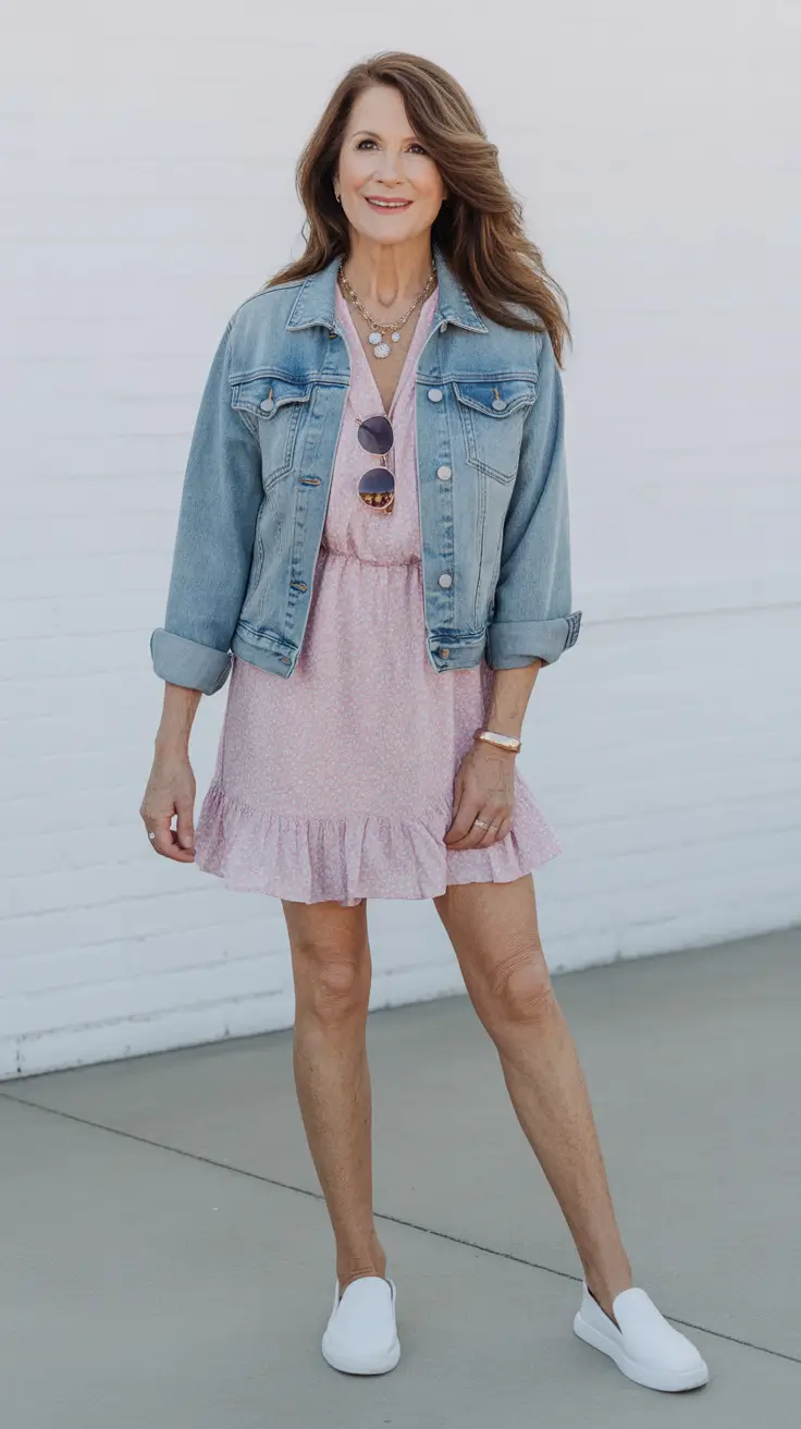 summer outfits with sneakers for women 2026 Soft Pink Ease With A Denim Layer That Always Works