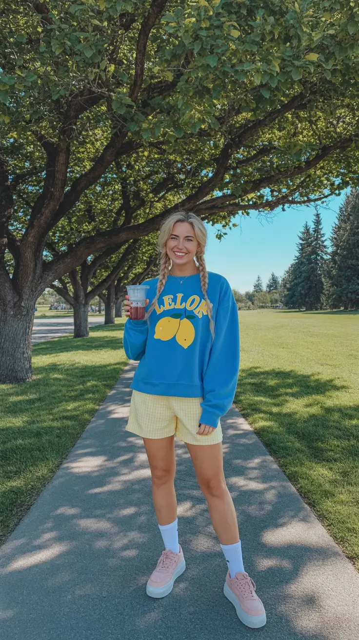 summer outfits with sneakers for women 2026 Playful Lemon Tones And Sporty Comfort That Feels Like Weekend Energy