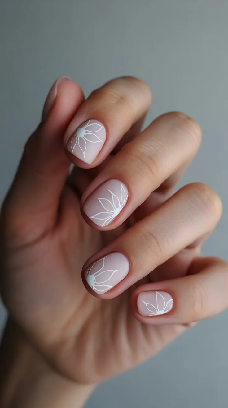 summer short nail inspo 2026 soft minimal flower lines