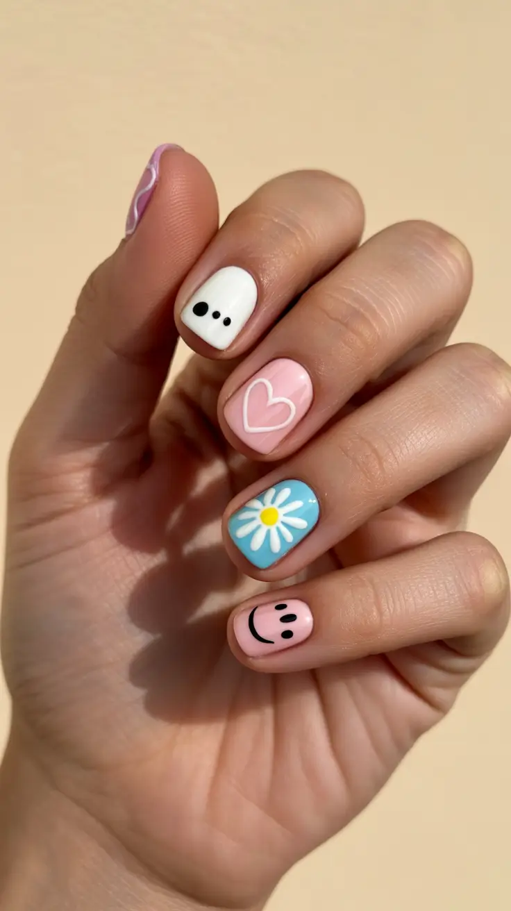 summer short nail inspo 2026 pastel mix icons cute fun design