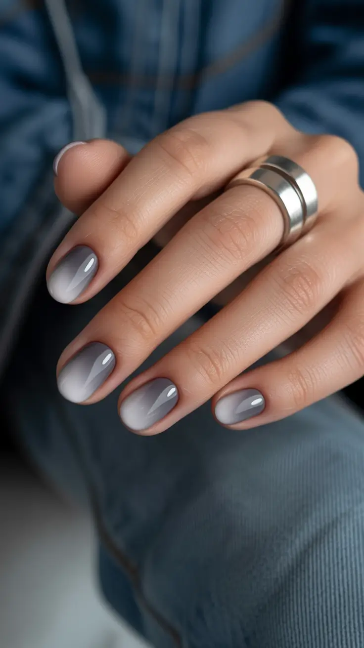 summer short nail inspo 2026 gray ombre simple design