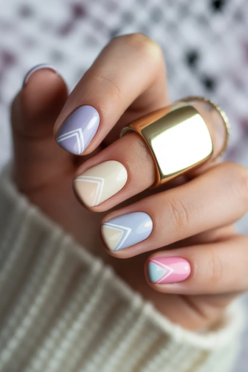 summer short nail inspo 2026 pastel geometric design