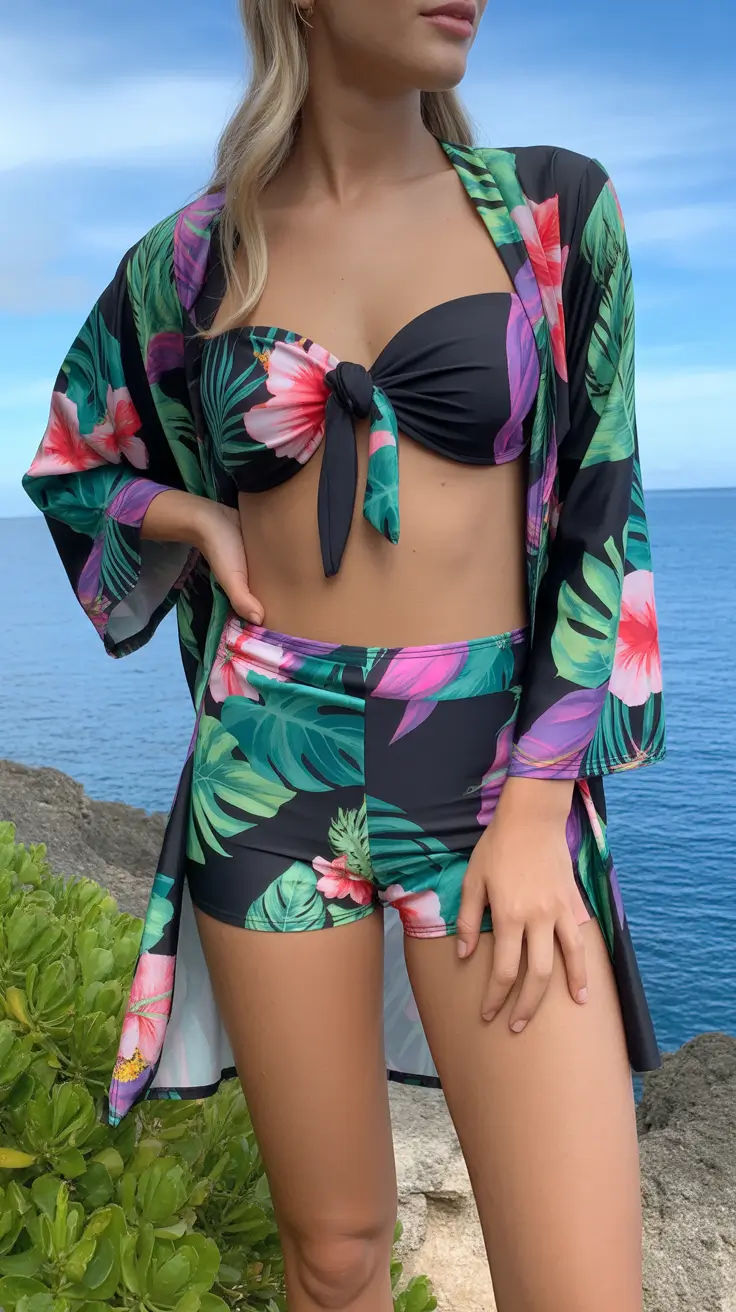 22 summer swimsuit cover ups 2026 Tropical Print Set That Feels Playful and Put Together